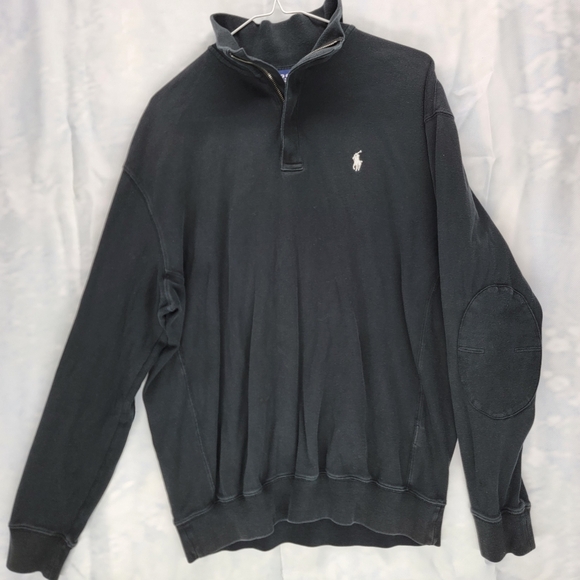 Polo Golf Ralph Lauren Quarter Zip Embroidered Pullover Sweater Black - Picture 1 of 7
